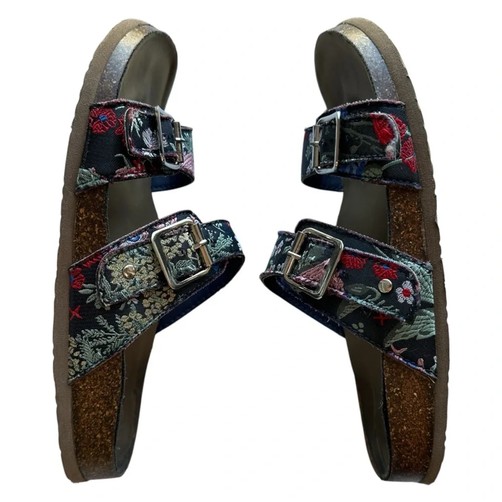 Madden Girl Black with Multicolor Embroidered Print Women's Padded Sandals - Picture 5 of 9